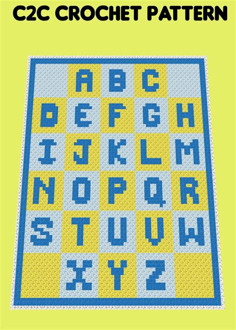 Baby Boy Alphabet Blanket C2c/graphghan Pattern/chart/graph - Etsy