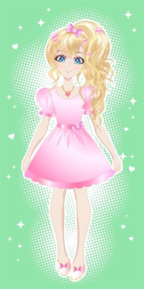 Blonde girl, in a pink dress in the style of anime, manga. 4487851 Vector Art at Vecteezy