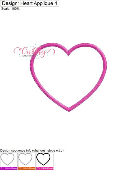 Heart Applique Design / Heart Embroidery Design / Valentine - Etsy