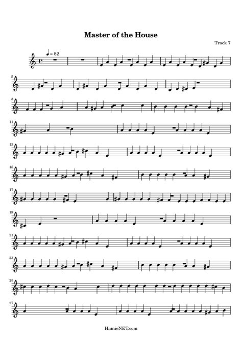 Master of the House Sheet Music - Master of the House Score • HamieNET.com