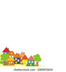 Group Houses Border Vector Illustration Decorative Stock Vector (Royalty Free) 1009870654 ...