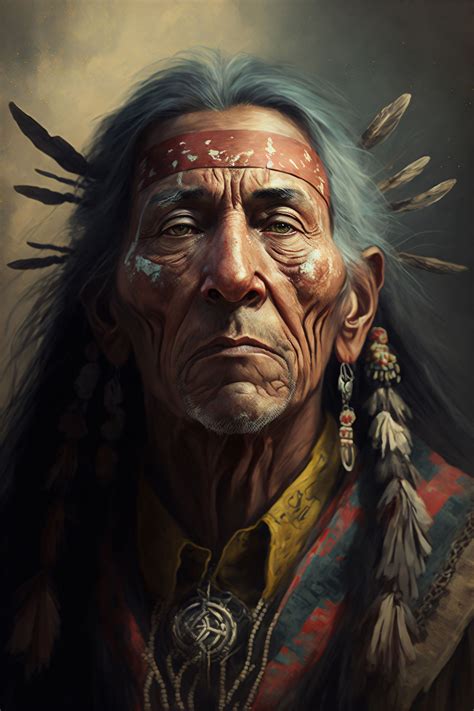 an old native american man with feathers on his head