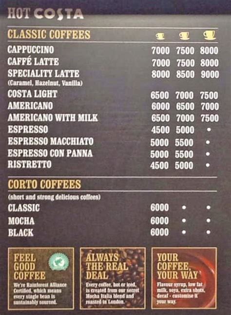 Costa Coffee Menu, Menu for Costa Coffee, Hamra, Beirut District - Zomato Lebanon