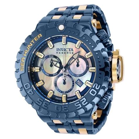 Model 37330. Invicta Sea Hunter Watch w/Abalone Dial - 57mm, Dark Blue, Gold | My Watch Deal