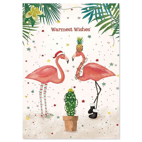 Pink Flamingo Christmas Cards - Holiday Greeting Cards, Set 18, Large 5 ...