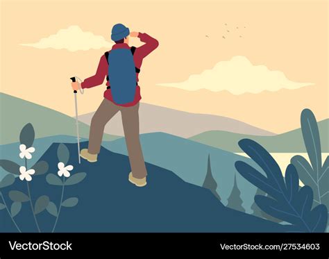 Man on top mountain Royalty Free Vector Image - VectorStock