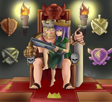 Clash of clans- Barbarian king & Archer Queen | Clash royal cartas, Viejitos, Diseño de personajes