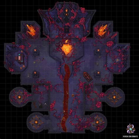 Volcanic Castle Interior, Public 25x25 | Patreon | Tabletop rpg maps ...