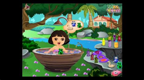 Cute Baby Dora Bathing Time-Dora Games-Fun Baby Game - YouTube