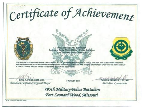 United States Army Certificate