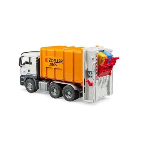 Bruder - MAN TGS Rear Loading Garbage- Truck (orange) - The Model Shop