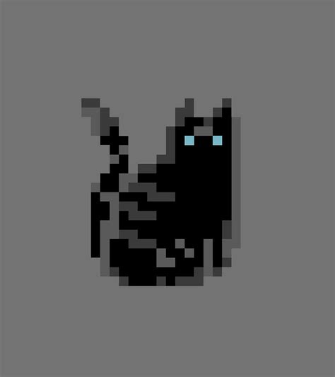 Cat Pixel Art - black dark Digital Art by Andrea