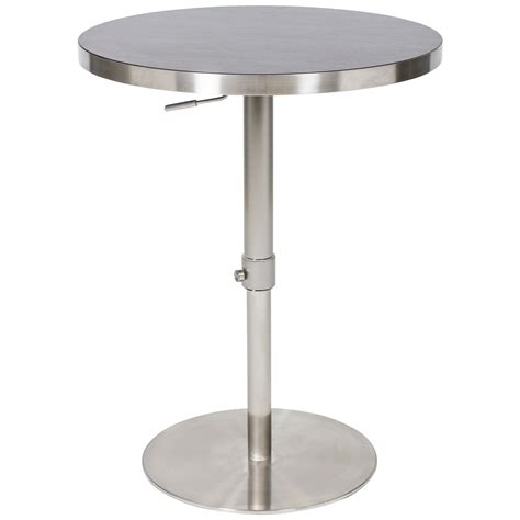 MIX 26 - 36-inch Adjustable Height Round Espresso Wood Melamine Veneer Brushed Stainless Steel ...