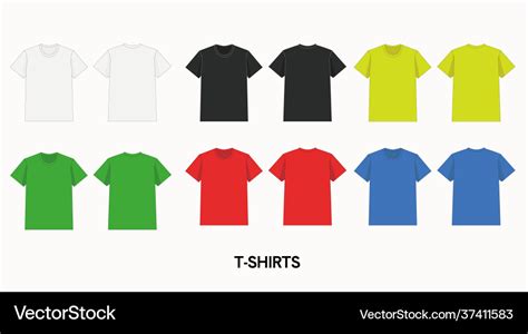 Blank t-shirt template in many colors Royalty Free Vector