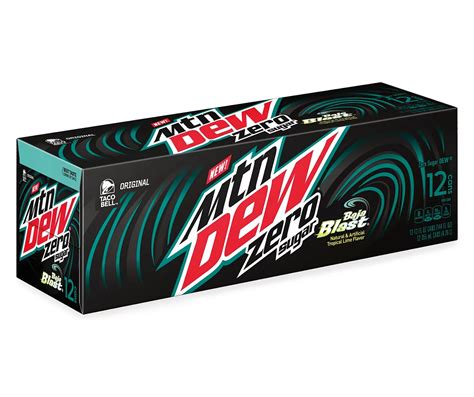 Mountain Dew Mtn Dew Baja Blast Zero Sugar DEW Natural & Artificial Tropical Lime Flavor 12 Fl ...