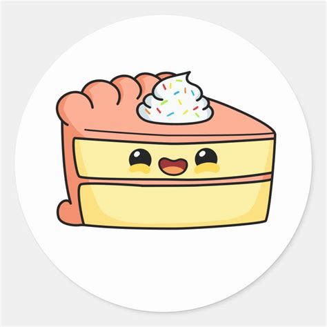 Cute Kawaii Cake Classic Round Sticker | Zazzle | Cake drawing, Kawaii ...