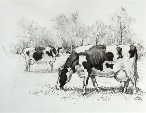 Cows Grazing Charcoal by Sarafina Fiber Art (Any Sweet Briar girl will ...