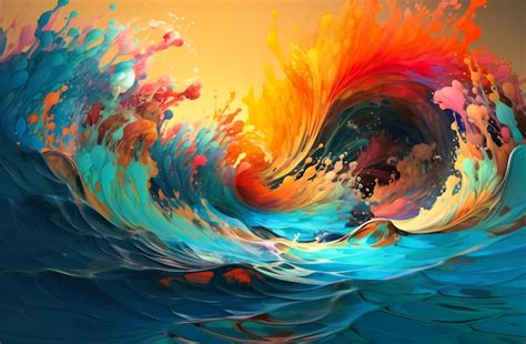 A colorful wave in a digital painting | Premium AI-generated image