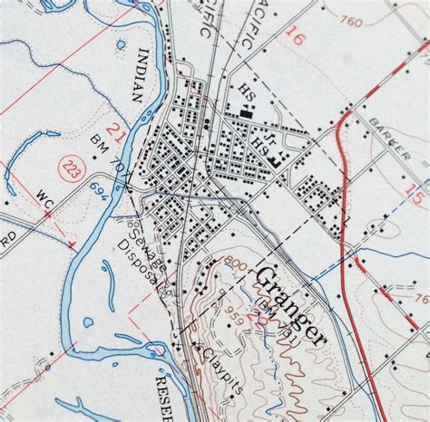 Granger Washington Vintage USGS Topo Map 1965 Sunnyside 15-minute ...