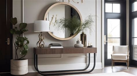 Premium AI Image | A Photo of a Modern Entryway with Minimalist Console Table and Mirror