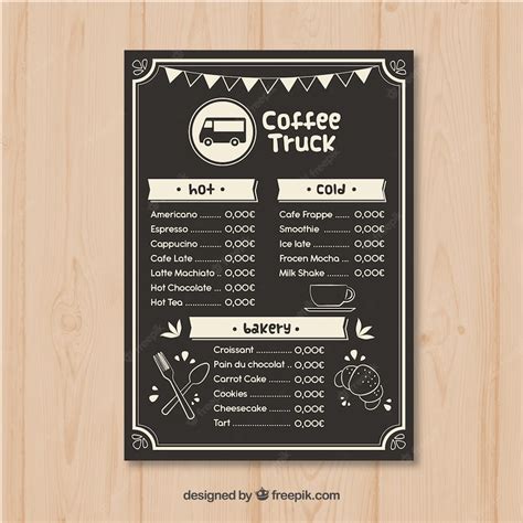 Free Vector | Elegant coffee truck menu template