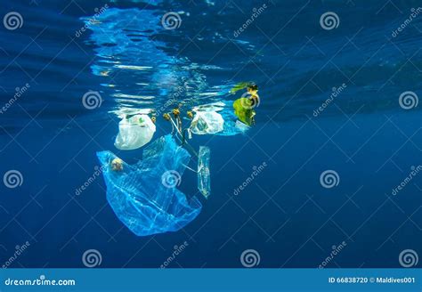 Discarded plastic in ocean stock photo. Image of coral - 66838720