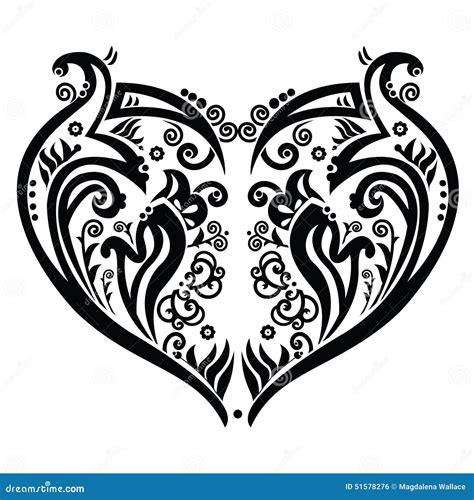 Swirly Heart Tatoo Inspired Stock Vector - Illustration of daisy ...