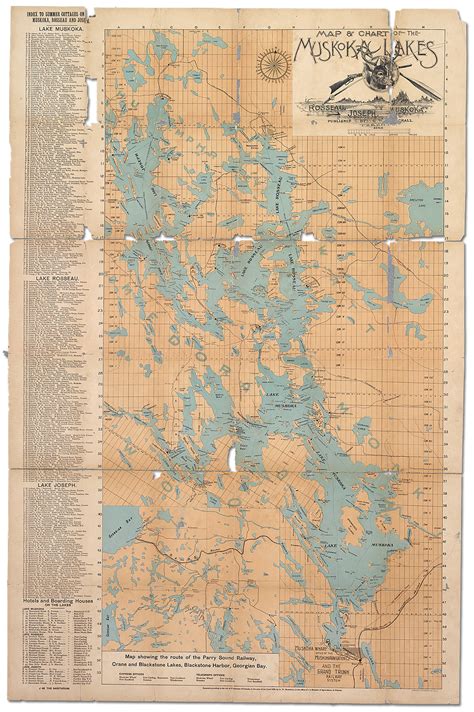 Map and Chart of the Muskoka Lakes: Tourist and canoeist index,1899