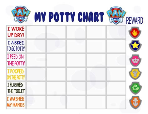 Paw Patrol Potty Chart Printable - Printable Word Searches