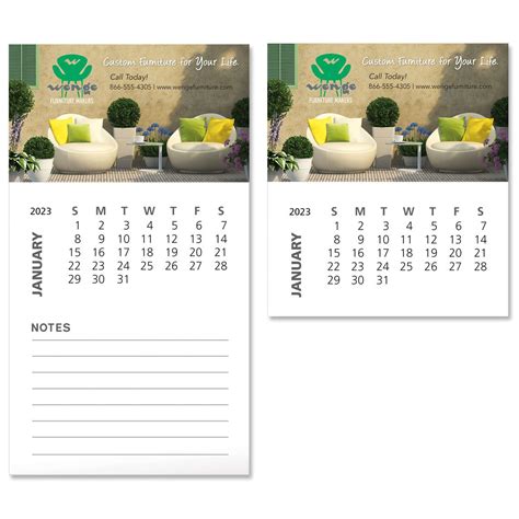 Promotional Business card magnet with 12 sheet calendar Personalized With Your Custom Logo