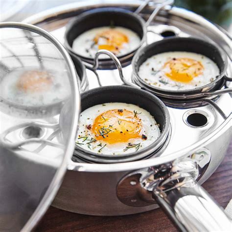 Demeyere Stainless Egg Poaching Pan, 4 cup | Sur La Table