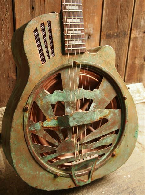 Resonator guitar Verdigris custom built Acoustic | Resonator guitar, Guitar design, Guitar