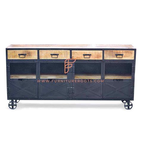 Buy FR Cabinets Series Industrial Metal & Wood Sideboard in Rough Sawn ...