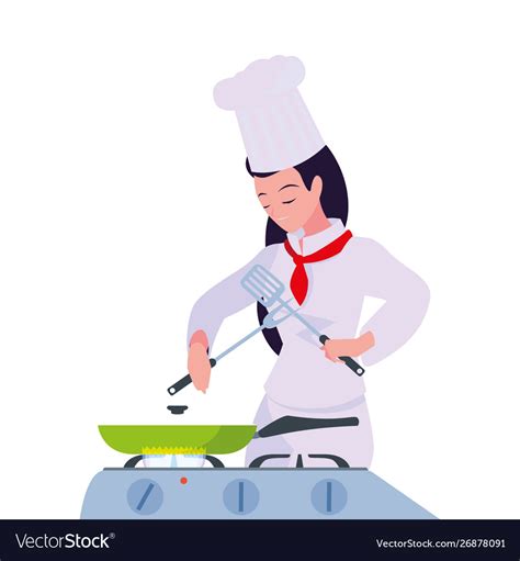 Woman chef food preparation cooking Royalty Free Vector