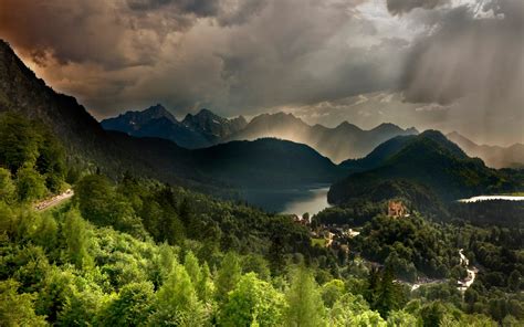 Neuschwanstein Castle Mountains And Forest Germany Wallpaper, HD City ...