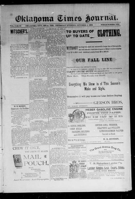 Oklahoma Times Journal. (Oklahoma City, Okla. Terr.), Vol. 6, No. 92, Ed. 1 Thursday, October 4 ...