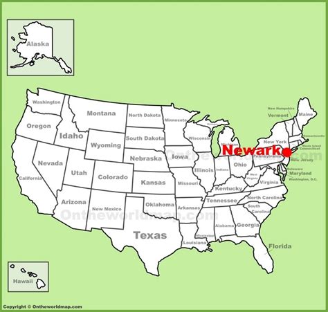 Newark location on the U.S. Map - Ontheworldmap.com