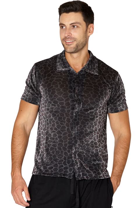 Mens' Animal Print Sparkle Button Up Sleep Shirt (XL) - Walmart.com