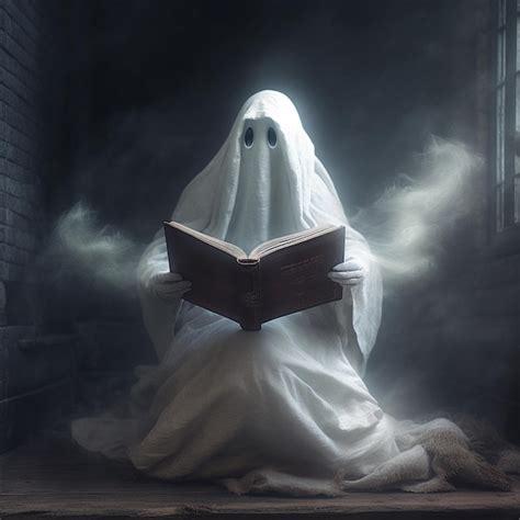 Premium Photo | A ghost reading a book with the word ghost on it.