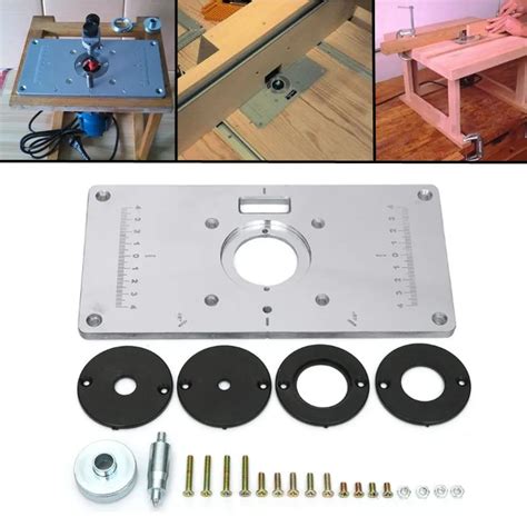 Aluminum Router Table Insert Plate With 4pcs Router Insert Rings Wood Router Tools For ...