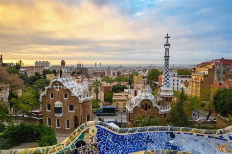 Barcelona Spain Sunrise at Park Guell Stock Photo - Image of building, barcelona: 164289932