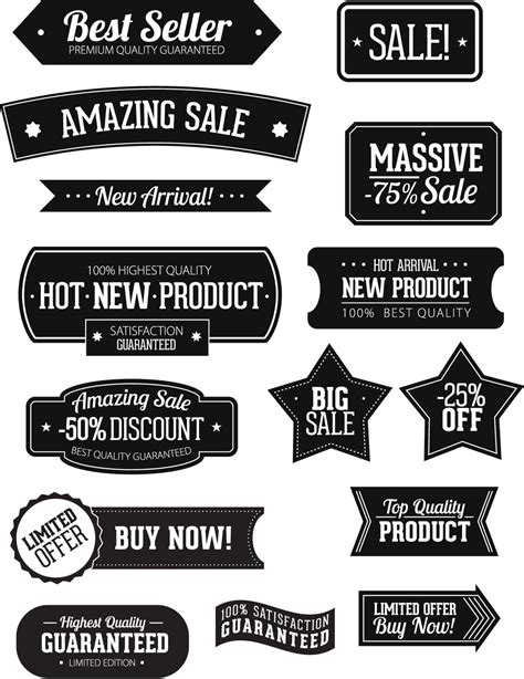 Vector sticker & labels black set | Free download