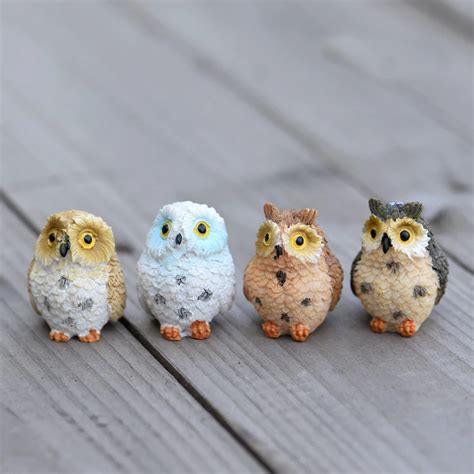 Aliexpress.com : Buy Cute Owls Animal Figurines Resin Miniatures ...