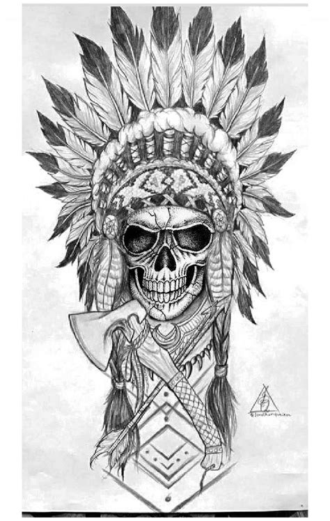 Indian Skull Headdress Tattoo Designs