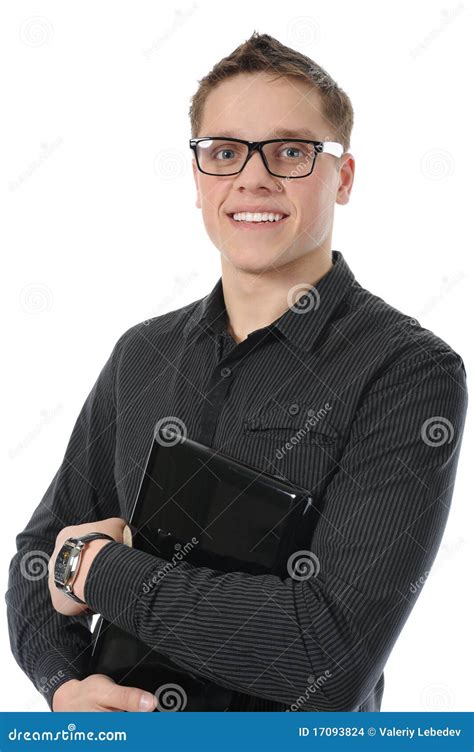 Portrait of a Smiling Young Man with Laptop Stock Photo - Image of excited, cheerful: 17093824