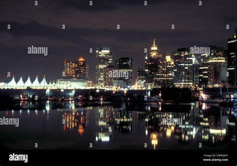 Vancouver skyline at night Stock Photo - Alamy