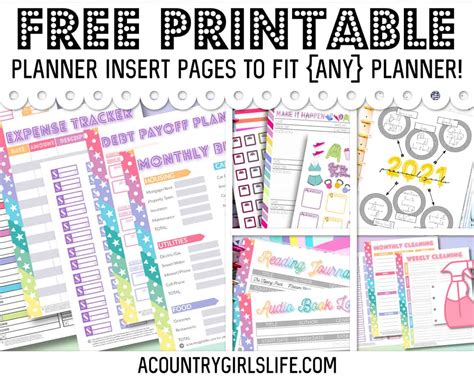 FREE Printable Planner Inserts for {ANY} Size Planner! - A Country Girl ...