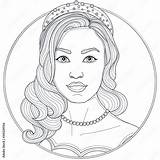 Beautiful Girl With Jewelry On Her Head And neckColoring Book  sketch template