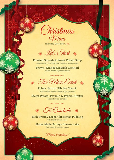 Christmas Menu Template PSD to Customize with photoshop