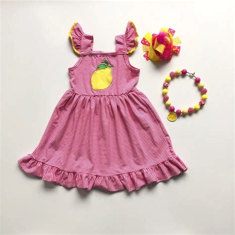 baby girls dress summer lemon dress children rose red dress baby boutique dress clothing girls ...